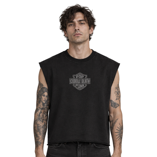Model wearing the Cuddle Death Cuddle Tank, front view