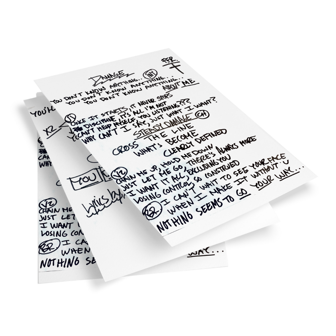 HANDWRITTEN LYRIC SHEET