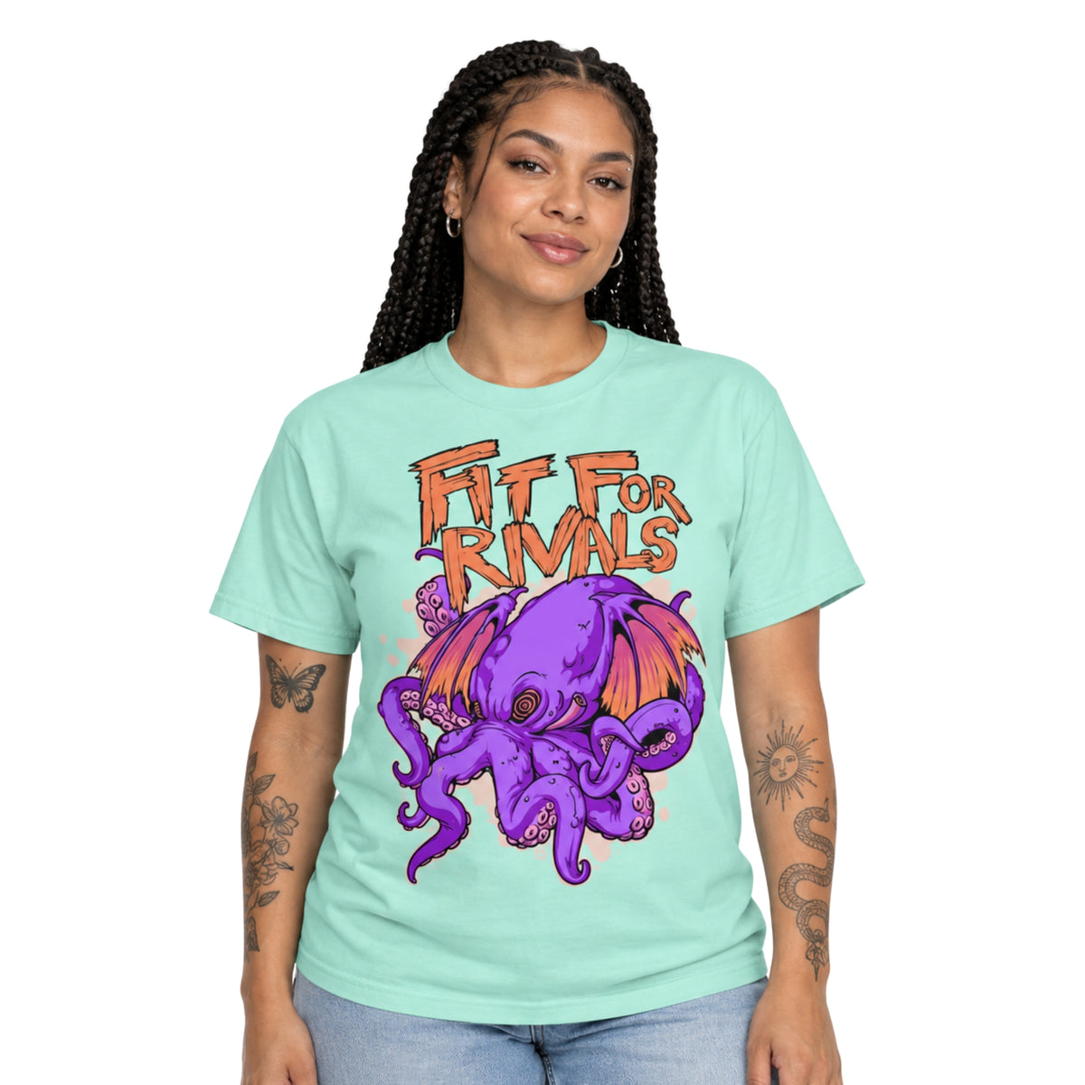 Model wearing the OCTO TEE on a white background