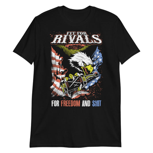 Fit For Rivals Freedom T-Shirt in black featuring the band's logo and bold graphic design. Casual, comfortable shirt for fans of rock band Fit For Rivals.