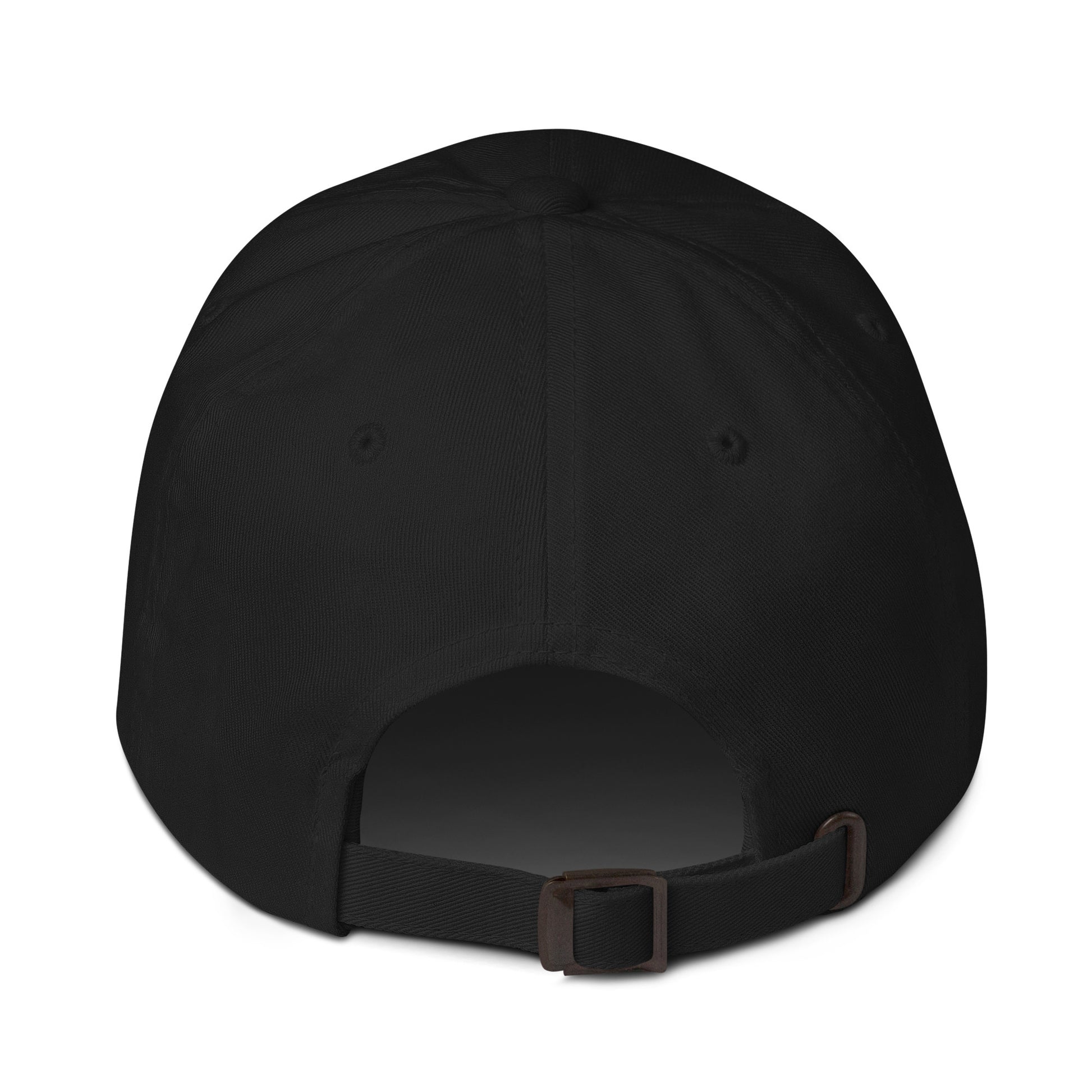 Cuddle Death black dad hat, adjustable back view