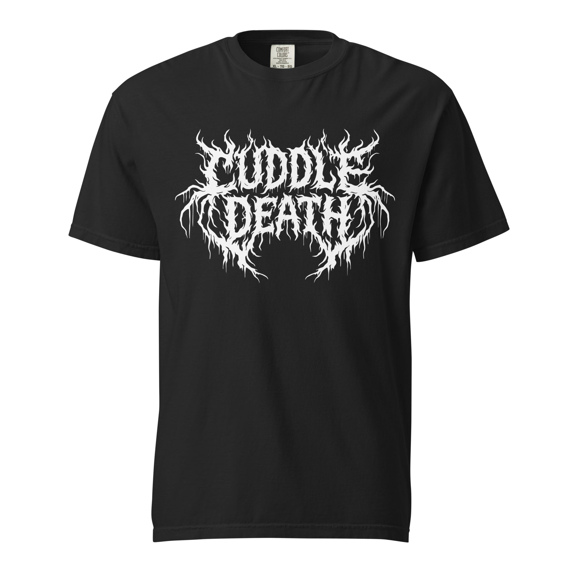 Cuddle Death Metal Tee black Comfort Colors shirt front view